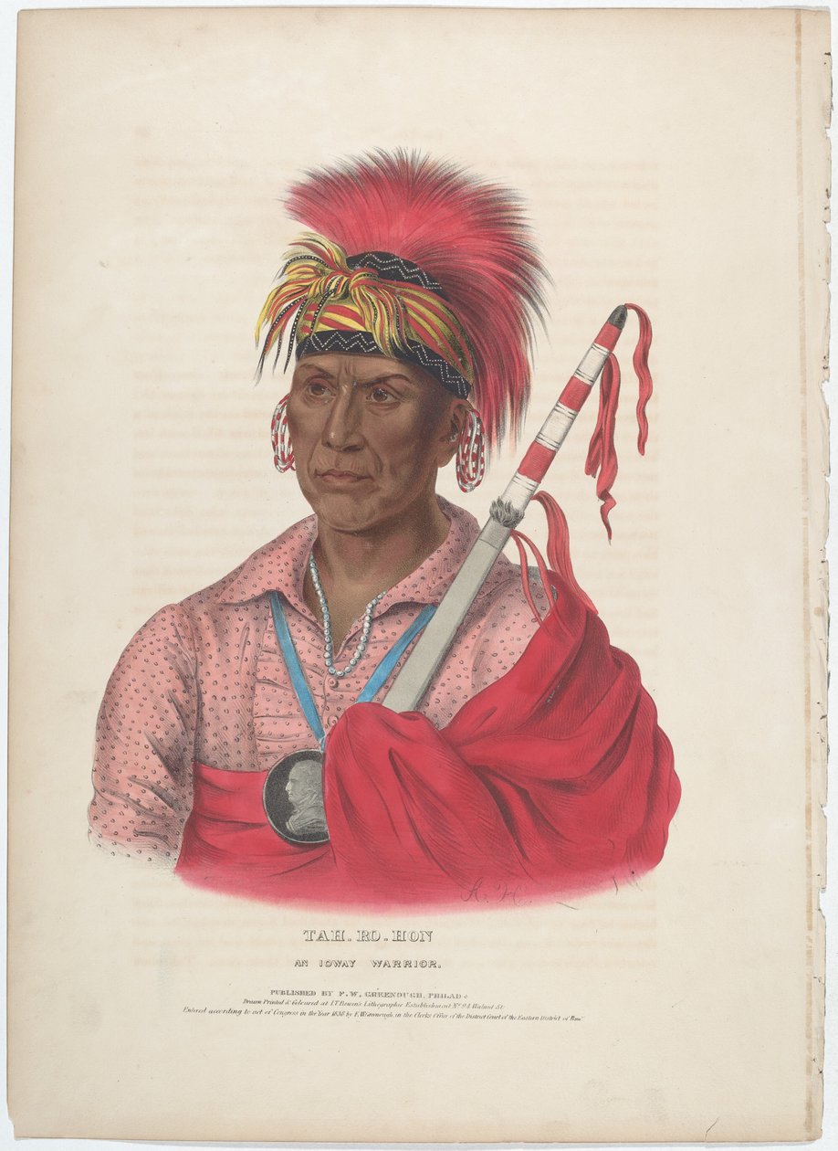 Tah-Ro-Hon, An Ioway Warrior by Alfred Hoffy, after Charles Bird King