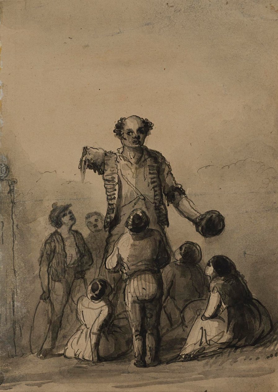 Amputee Among a Group of Children by Alfred Jacob Miller