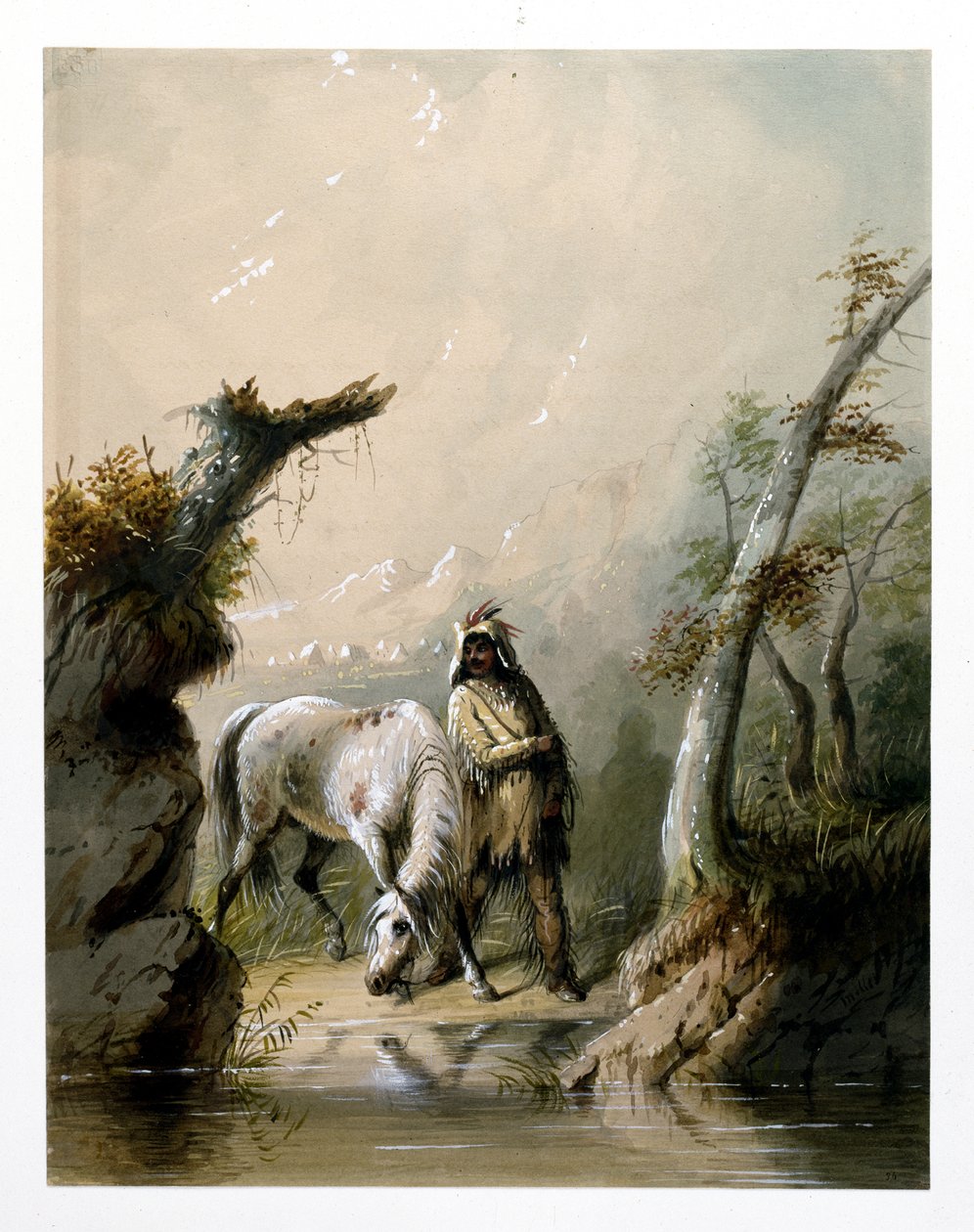 Auguste and His Horse by Alfred Jacob Miller