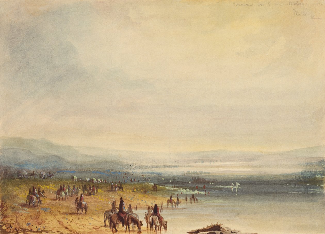 Caravan on Platte River, c.1837 by Alfred Jacob Miller