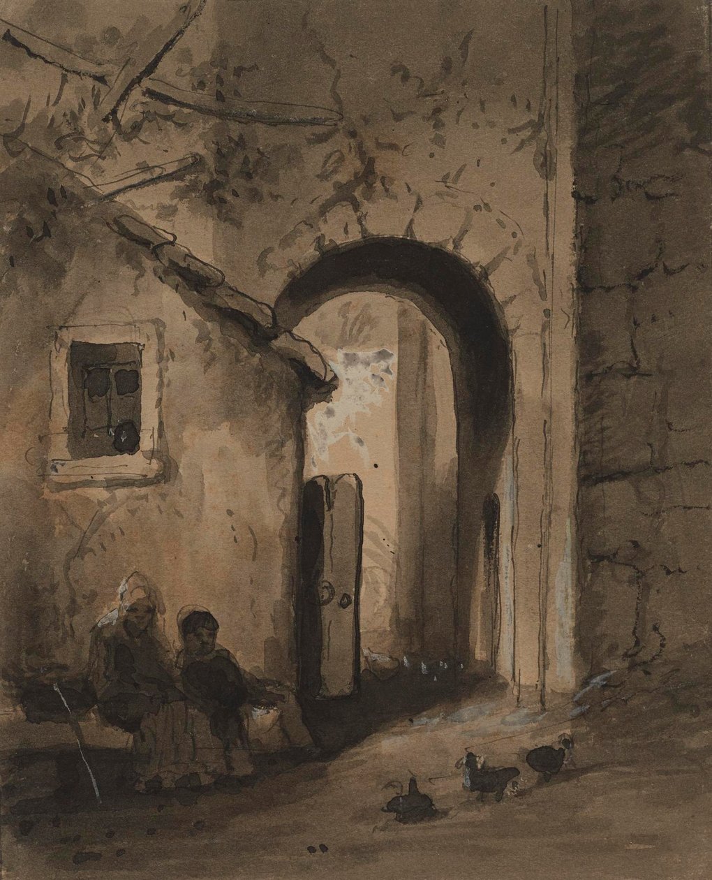 Children Outside a Gate by Alfred Jacob Miller