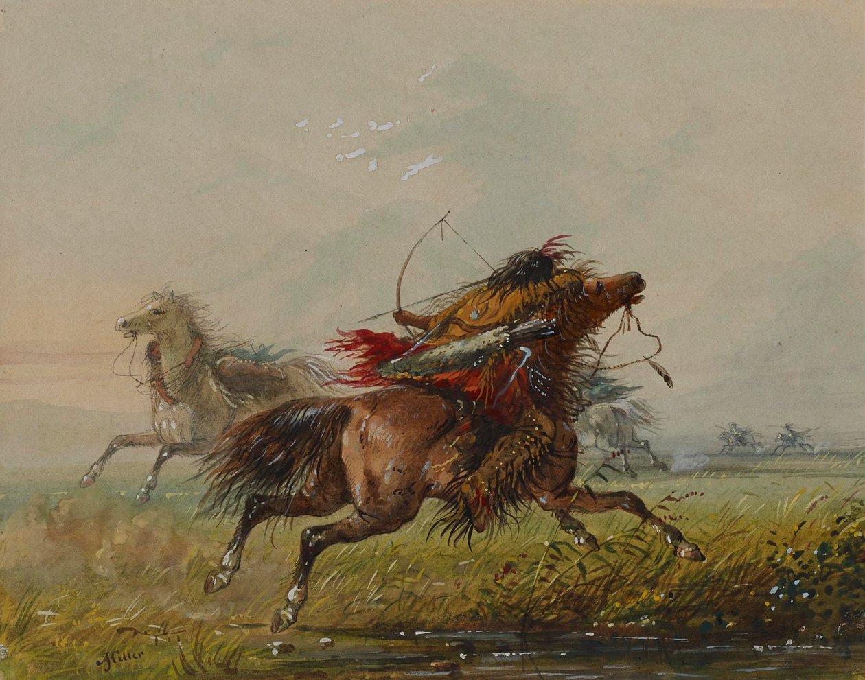 Dodging an Arrow (Crow) by Alfred Jacob Miller