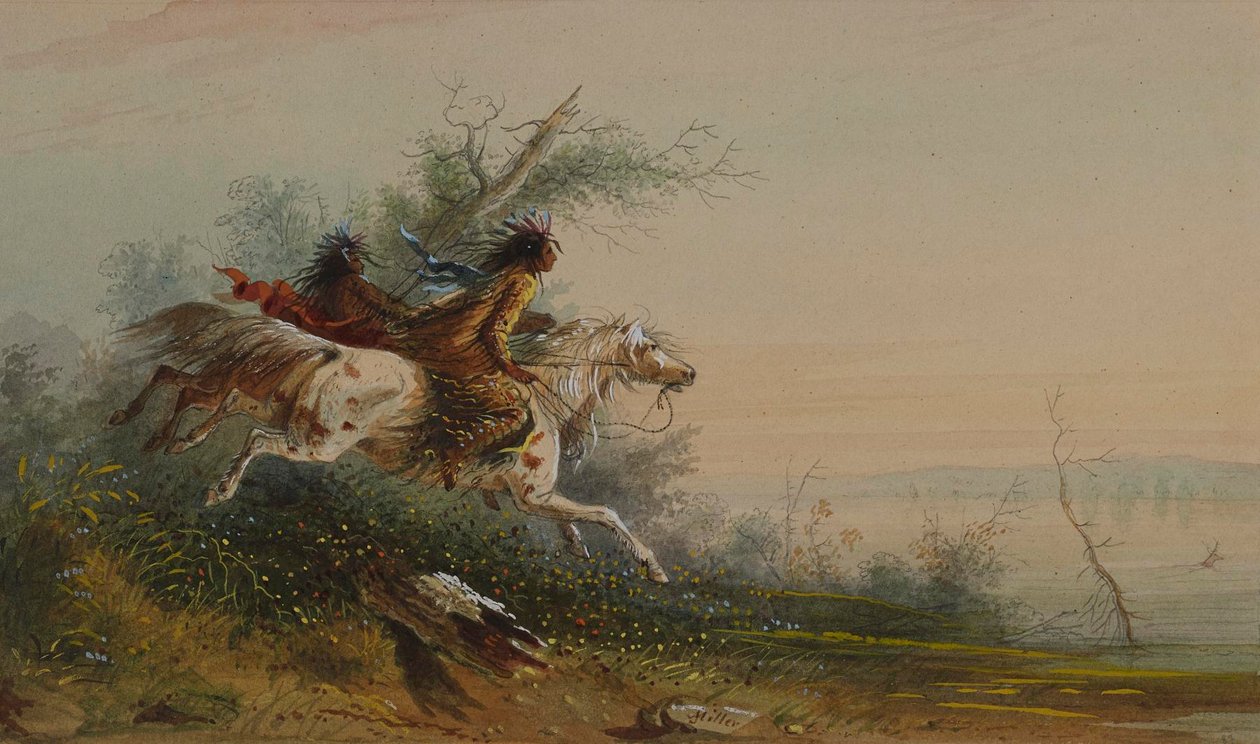 Elk Swimming the Platte by Alfred Jacob Miller