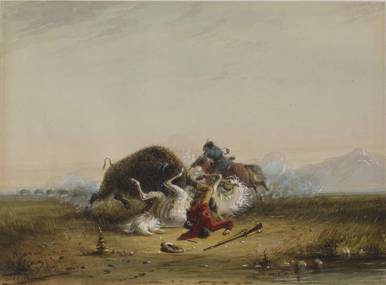 Pierre and the Buffalo by Alfred Jacob Miller