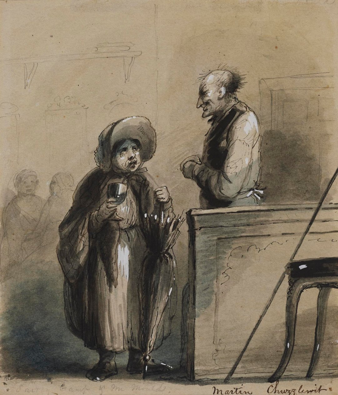 Sairey Gamp and Mr. Mould by Alfred Jacob Miller