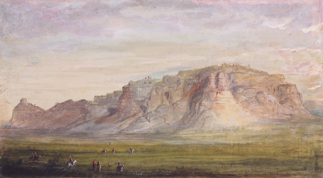 Scotts Bluff near the Nebraska (Platte), c.1837 by Alfred Jacob Miller