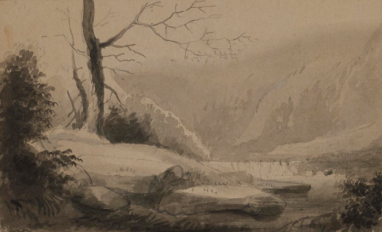 View of Stream and Mountains by Alfred Jacob Miller
