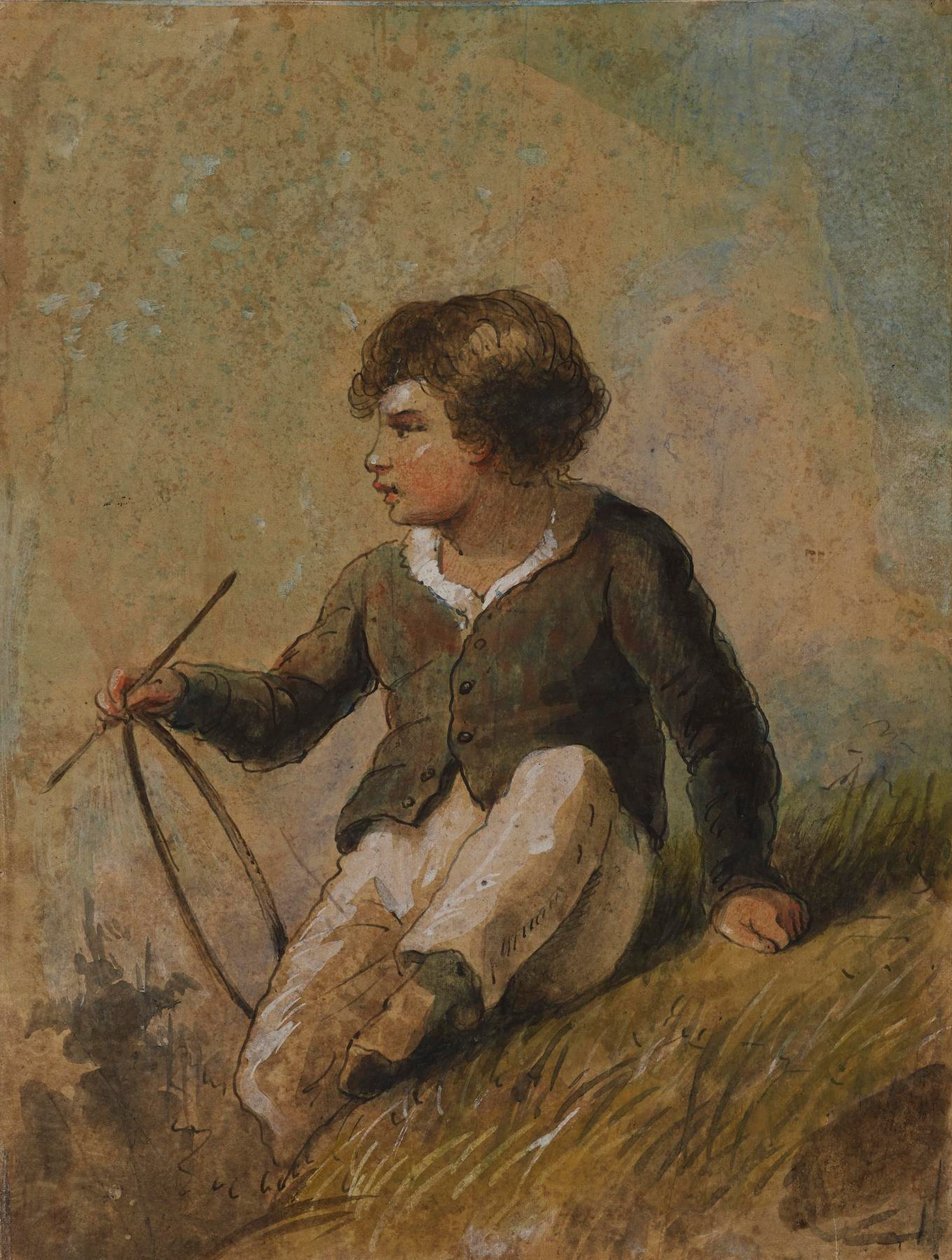 Young Boy with Hoop and Stick by Alfred Jacob Miller