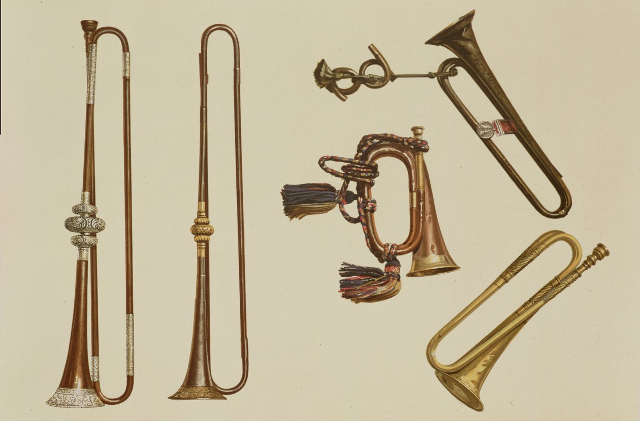Cavalry trumpet a bugle a gilt trumpet made by John Harris c