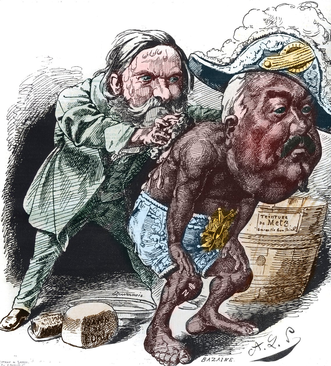 Clement Duvernois, a French politician, tried to clean up Francois Achille Bazaine by Alfred Le Petit