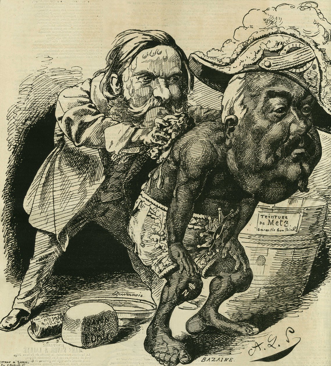 Clement Duvernois, a French politician, tried to clean up Francois Achille Bazaine by Alfred Le Petit