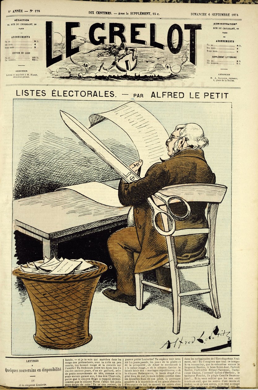 Illustration for the Cover of Le Grelot, No. 178 by Alfred Le Petit