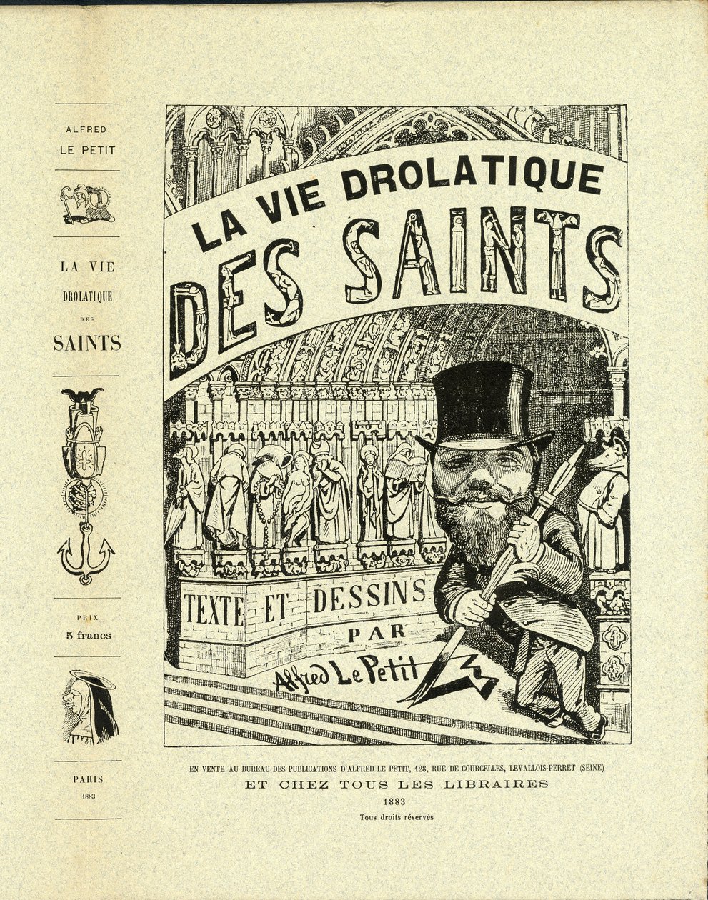 Illustration in The Drolatic Life of the Saints - Drawers, Self Portrait - Saints by Alfred Le Petit