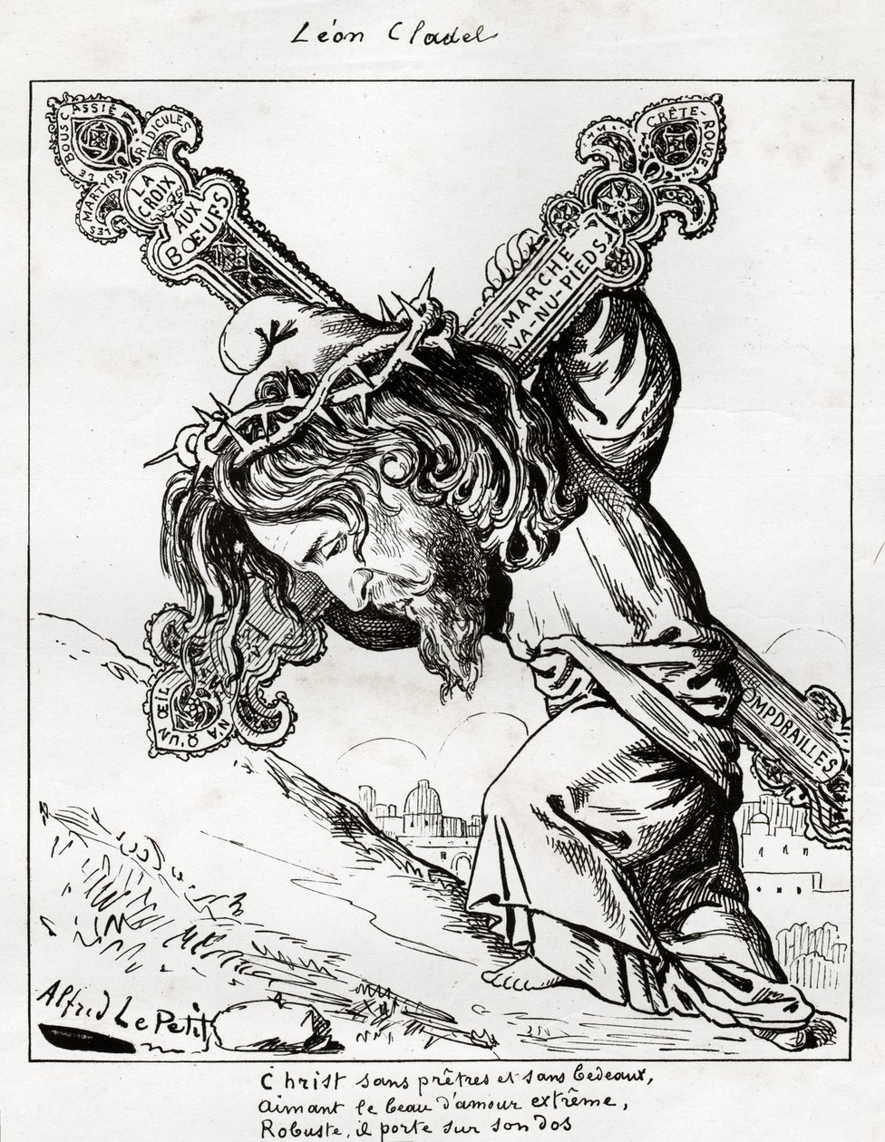 Caricature of Leon Cladel by Alfred Le Petit