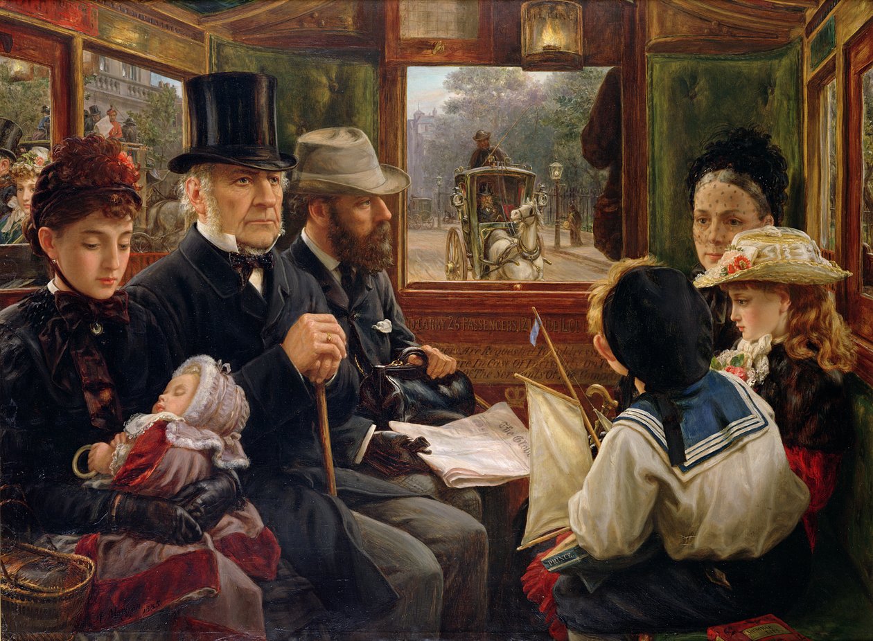 An Omnibus Ride to Piccadilly Circus, Mr Gladstone Travelling with Ordinary Passengers by Alfred Morgan
