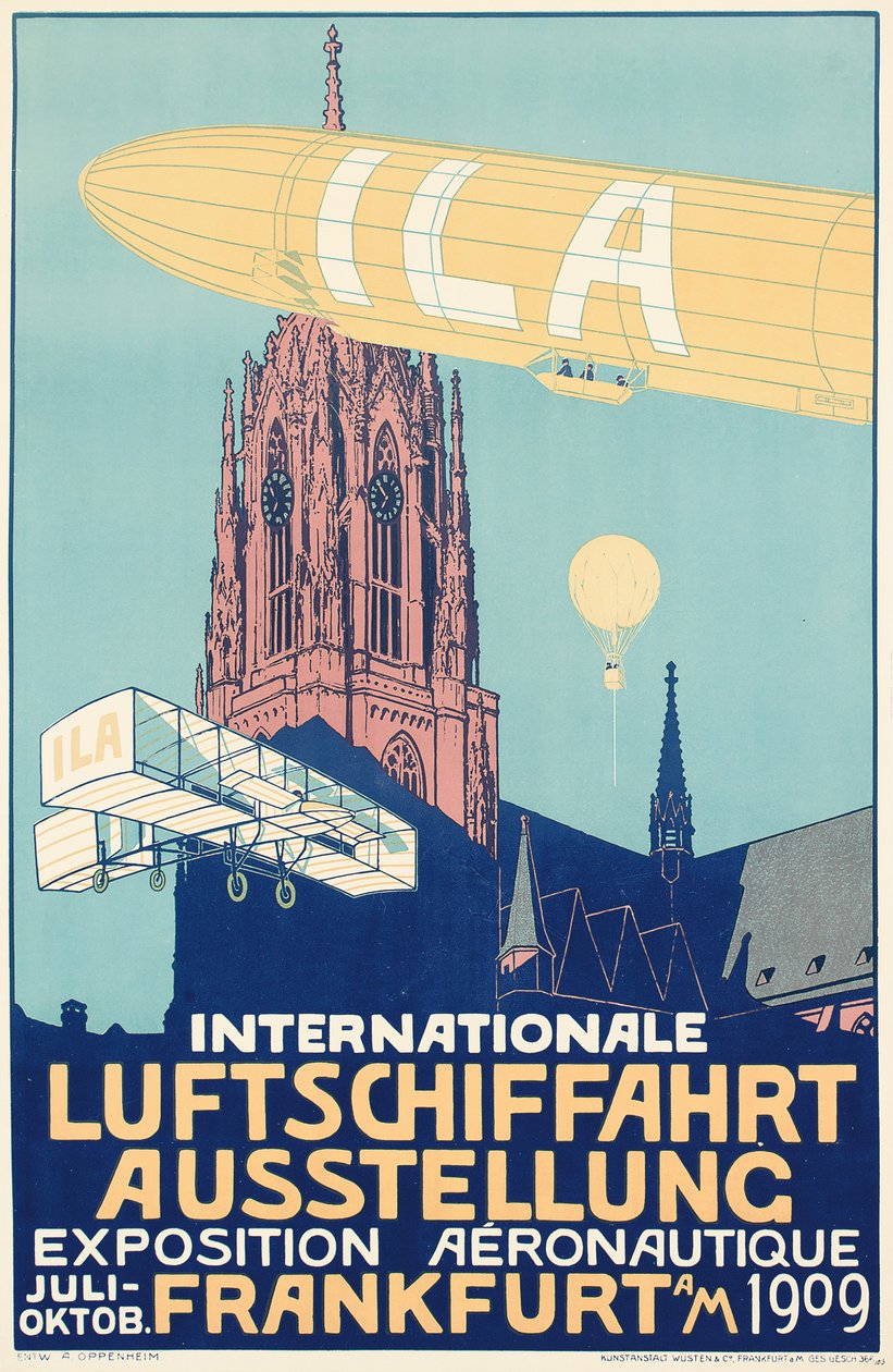 Advertising poster for the 1909 International Ballooning Exhibition in Frankfurt by Alfred Nathaniel Oppenheim
