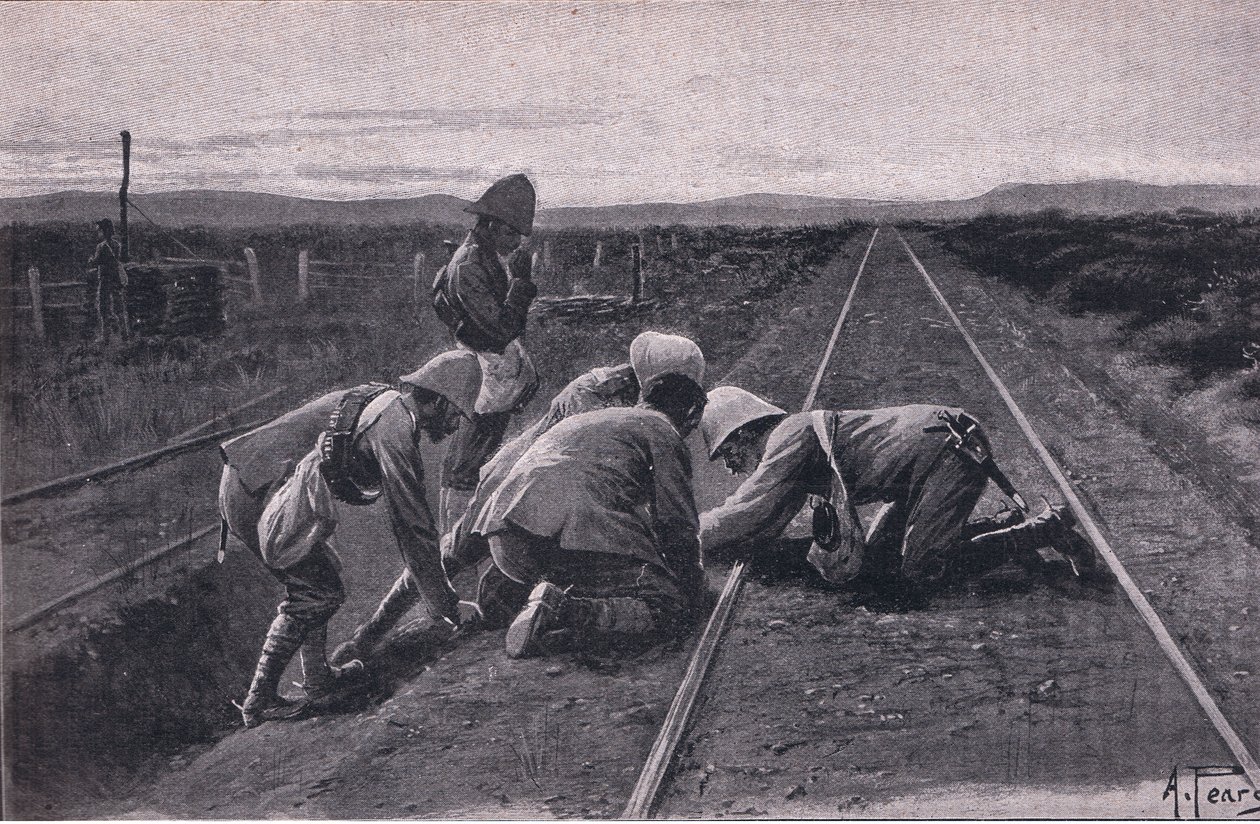 Our troops blowing up a military railway north of Bloemfontein by Alfred Pearse