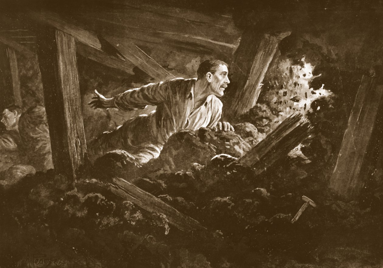 Sapper W. Hackett Refuses to Leave a Comrade Who Was Lying Seriously Injured in a Mine Gallery by Alfred Pearse
