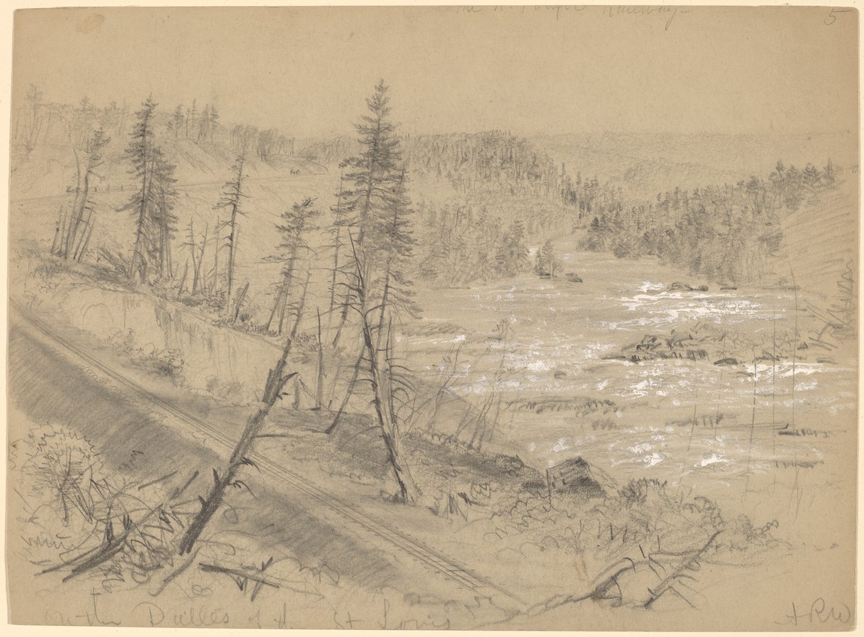 Railroad on the Dalles of the St. Louis by Alfred R. Waud