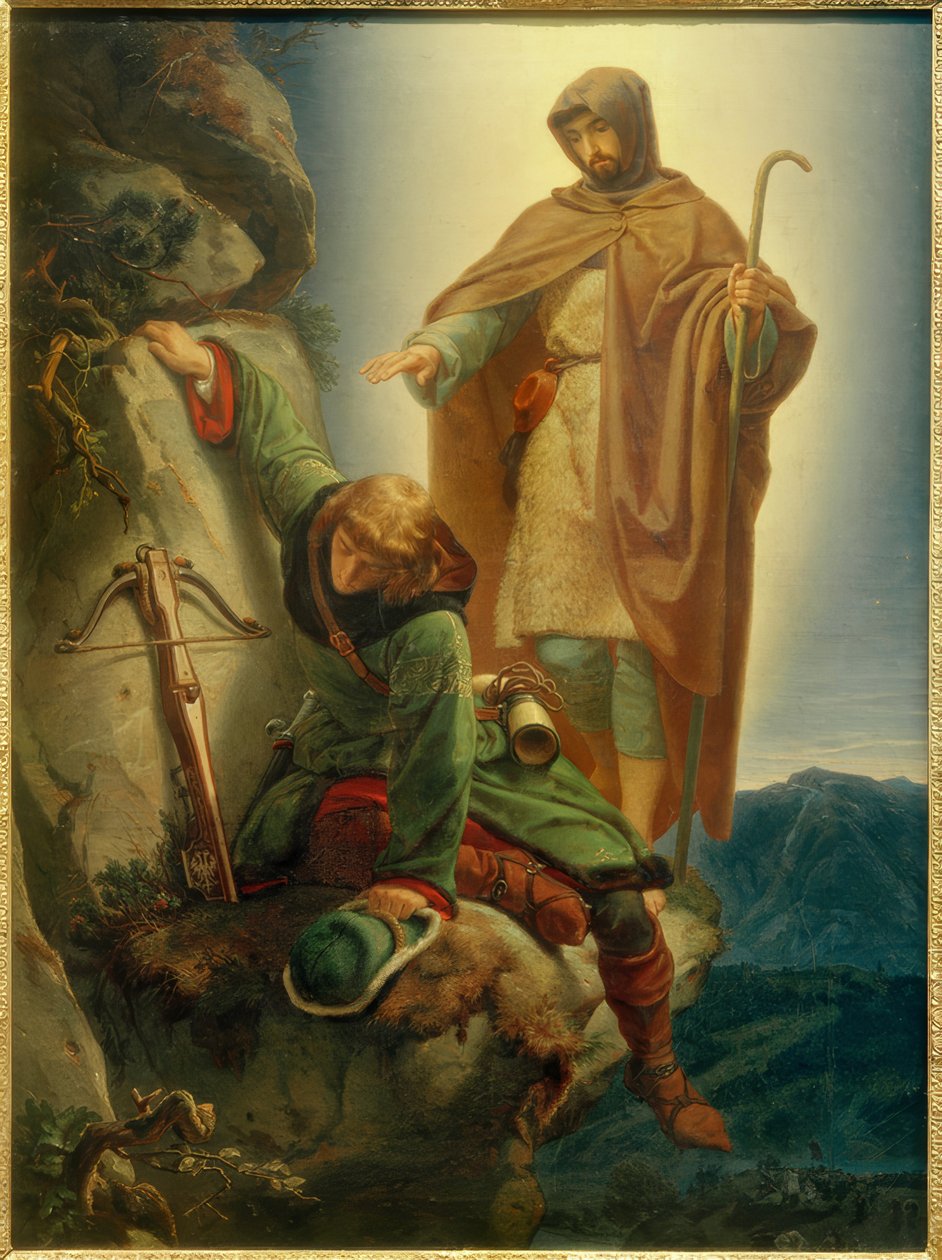 Guardian Angel Rescues Maximilian in the Martinswand by Alfred Rethel