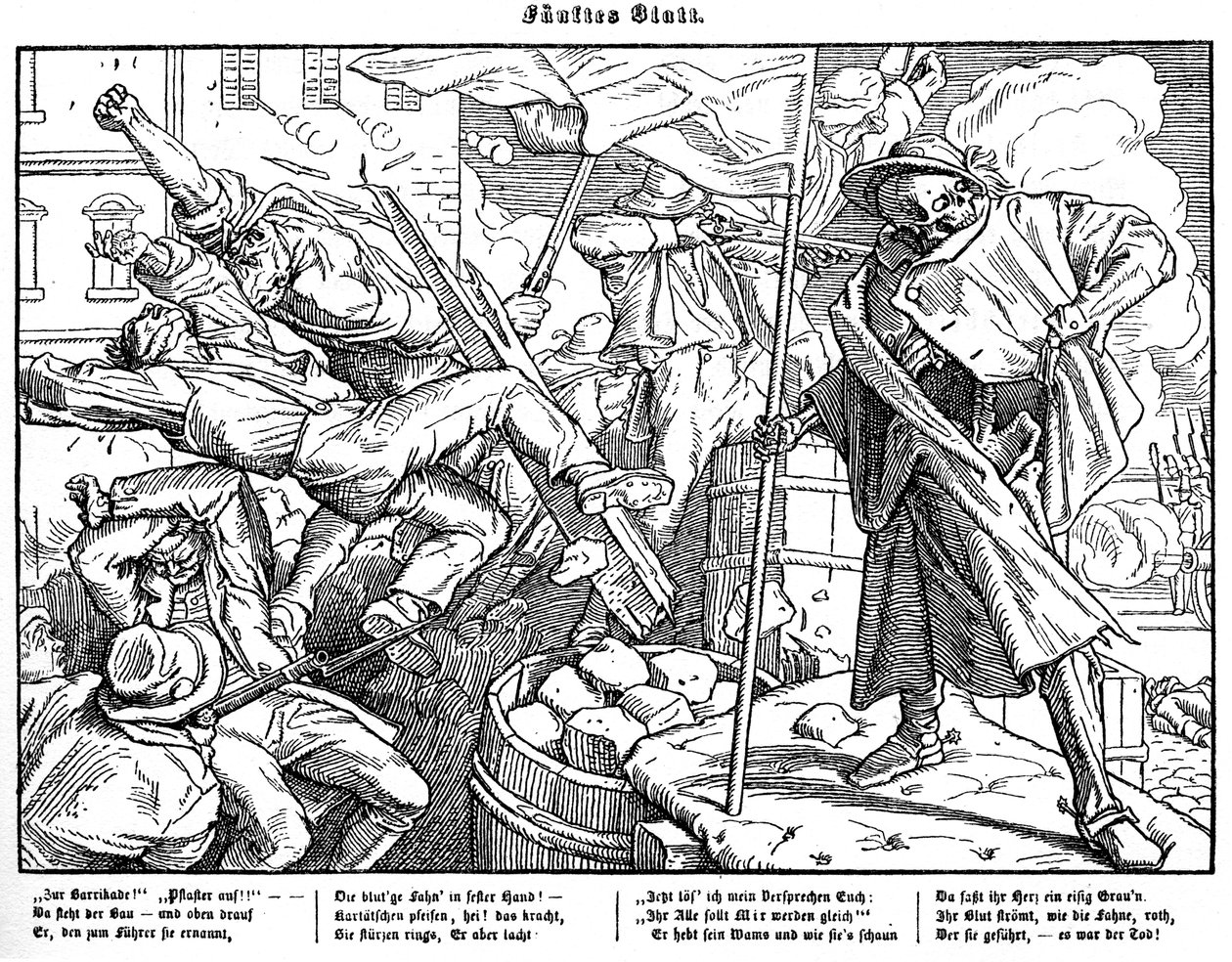 Totentanz 1848: Death leads revolutionary citizens by Alfred Rethel