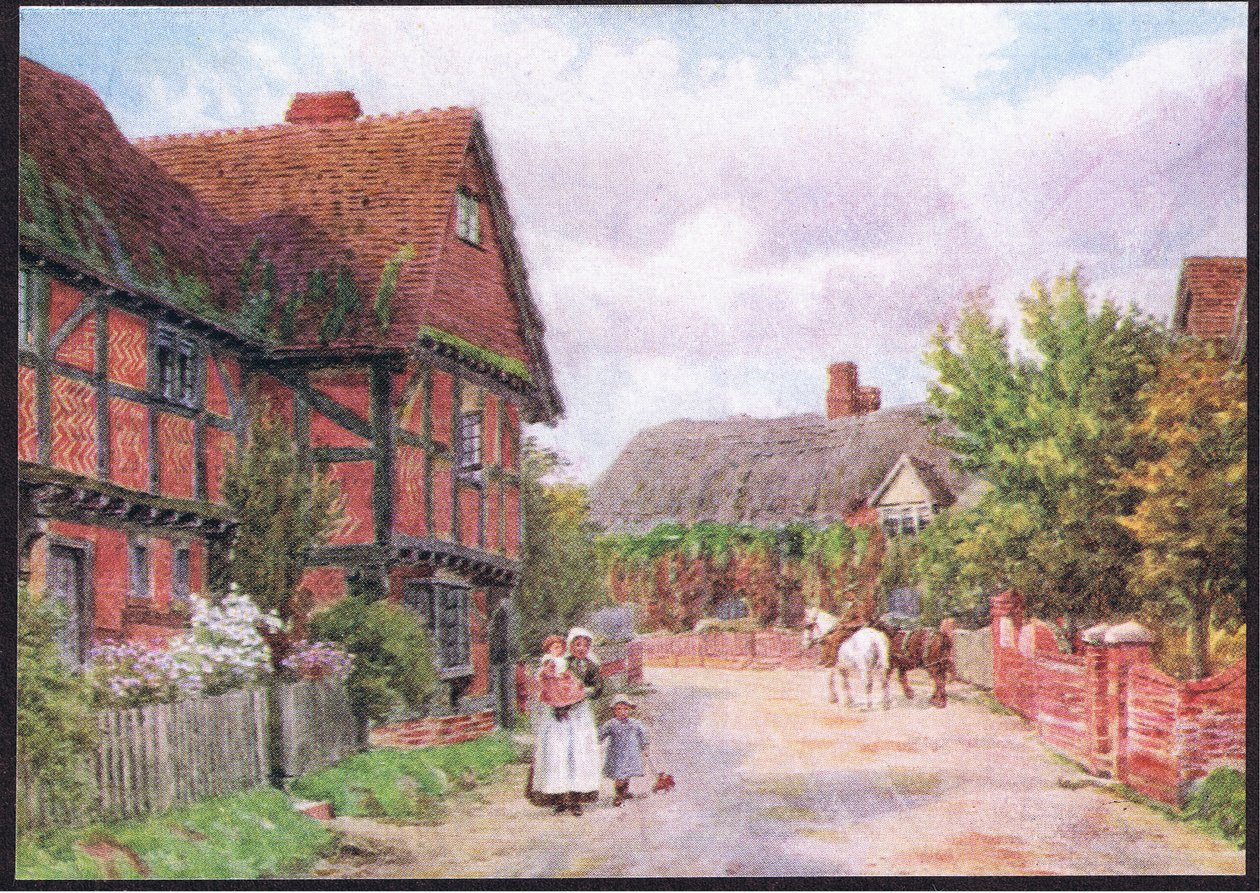 Cottages at East Hagbourne, from The Cottages and the Village Life of Rural England published by Dent & Sons Limited, 1912 by Alfred Robert Quinton