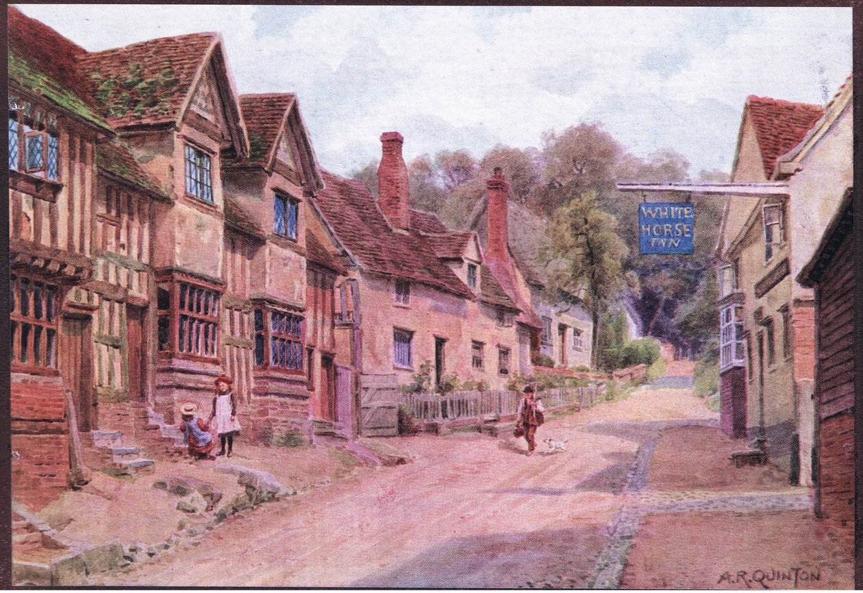 Houses formerly occupied by weavers, Kersey, Suffolk, from The Cottages and the Village Life of Rural England by Alfred Robert Quinton