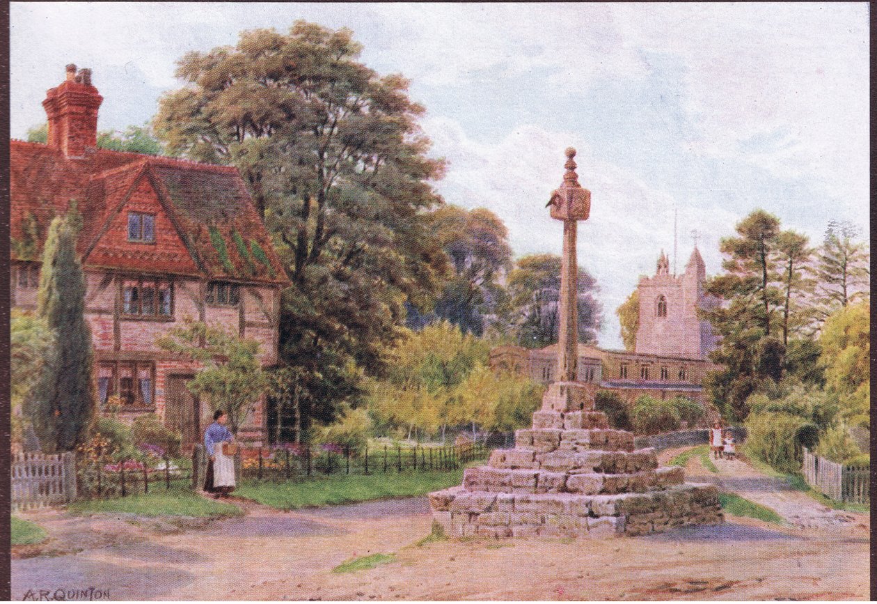 The Cross, East Hagbourne, Berkshire, from The Cottages and the Village Life of Rural England published by Dent & Sons Limited, 1912 by Alfred Robert Quinton