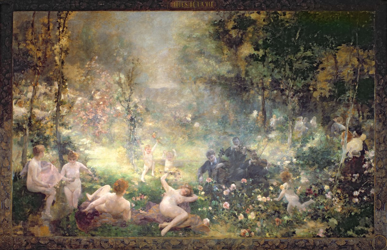 The Joys of Life: flowers, women, music by Alfred Roll