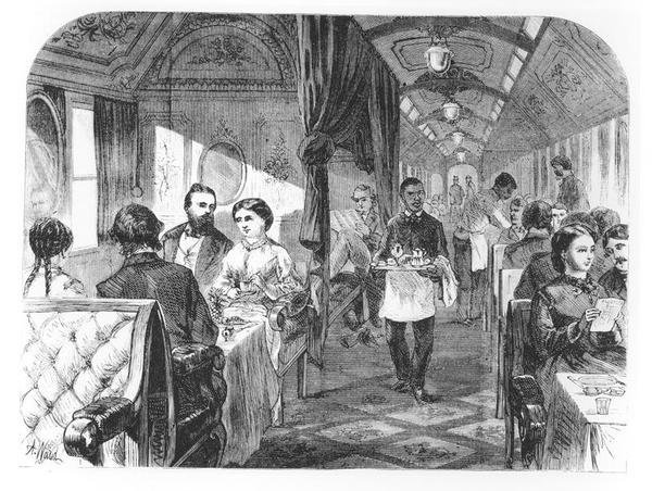 The Palace Hotel car of the Union Pacific Railway, mid-19th century by Alfred Rudolph (after) Waud