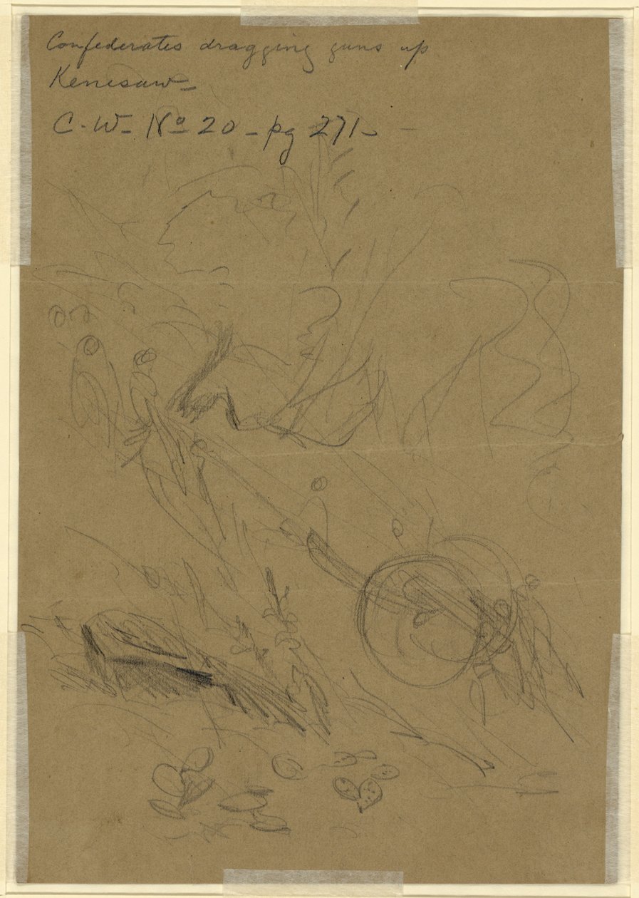 Confederates dragging guns up Kenesaw by Alfred Rudolph Waud