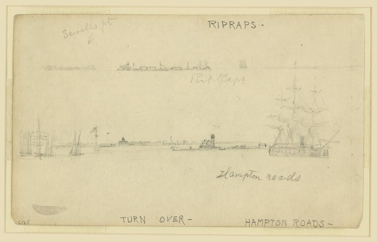 Ripraps and Hampton Roads by Alfred Rudolph Waud