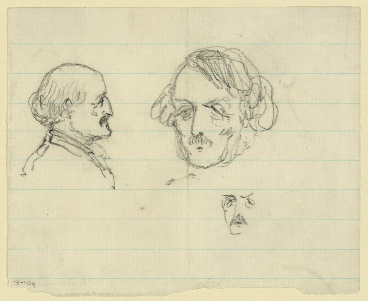 Three bust portraits, including Benjamin Butler by Alfred Rudolph Waud