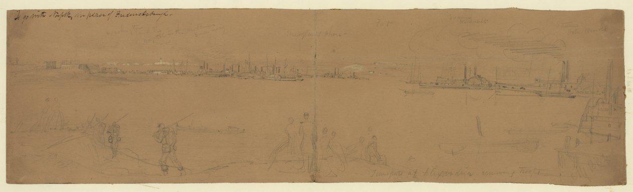 Transports at Alexandria removing troops by Alfred Rudolph Waud