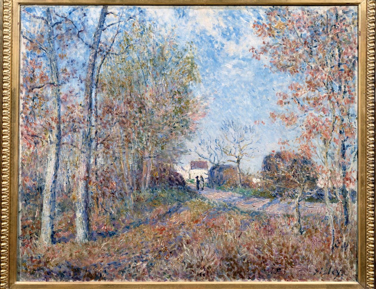 A corner of wood with Sablons or the road to the forest edge of Fontainebleau by Alfred Sisley