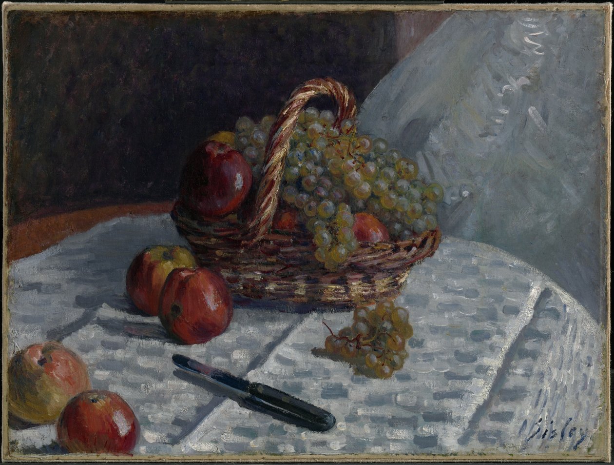 Apples and Grapes in a Basket by Alfred Sisley