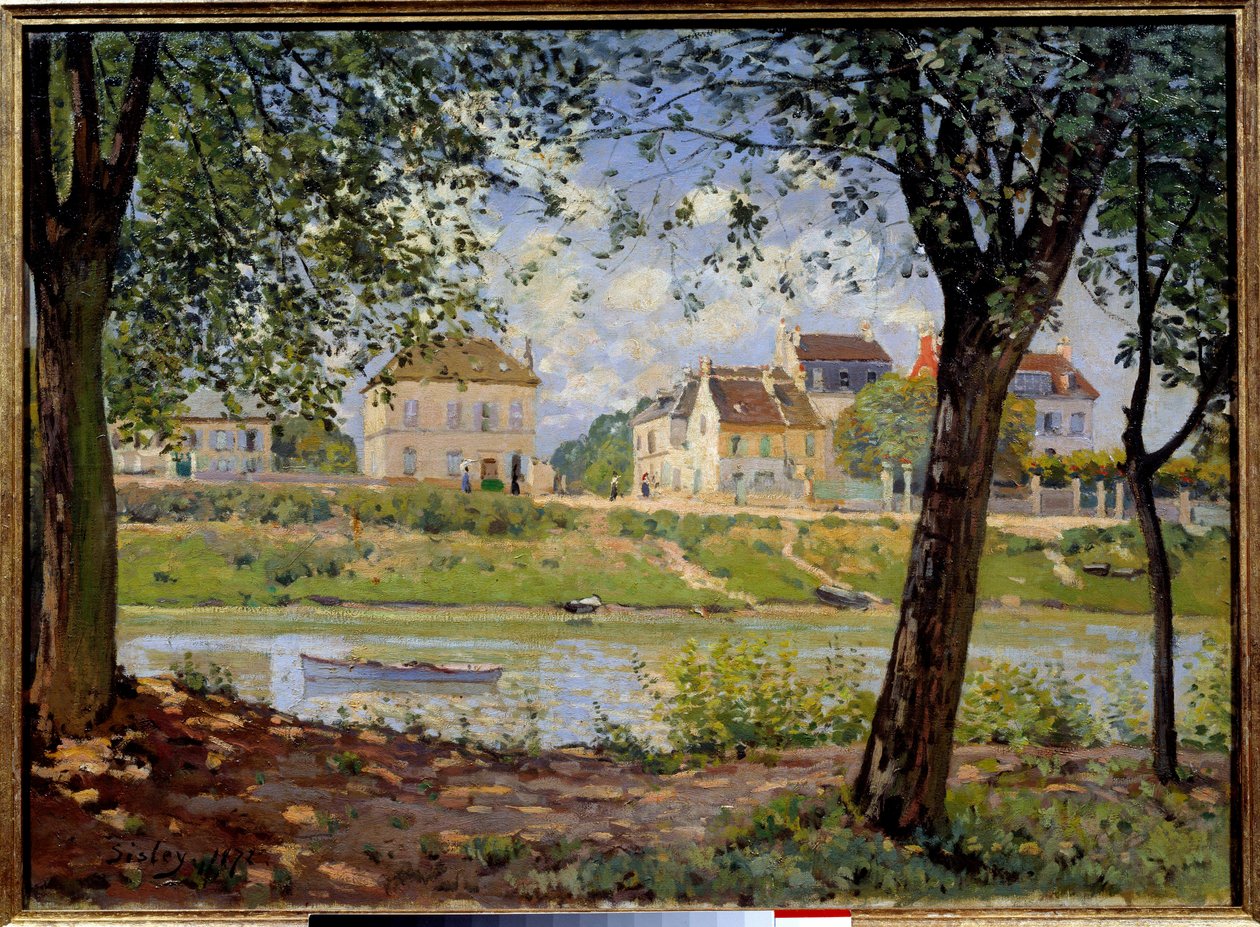 Villeuneuve La Garenne or village on the banks of the Seine by Alfred Sisley