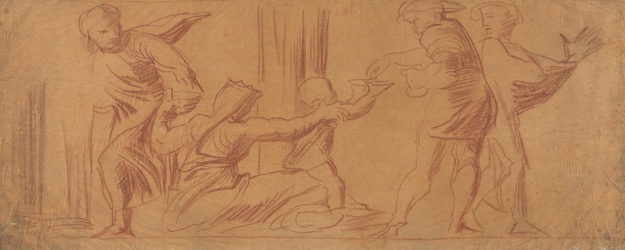 Group of Figures, Child Begging in Center by Alfred Emile Stevens