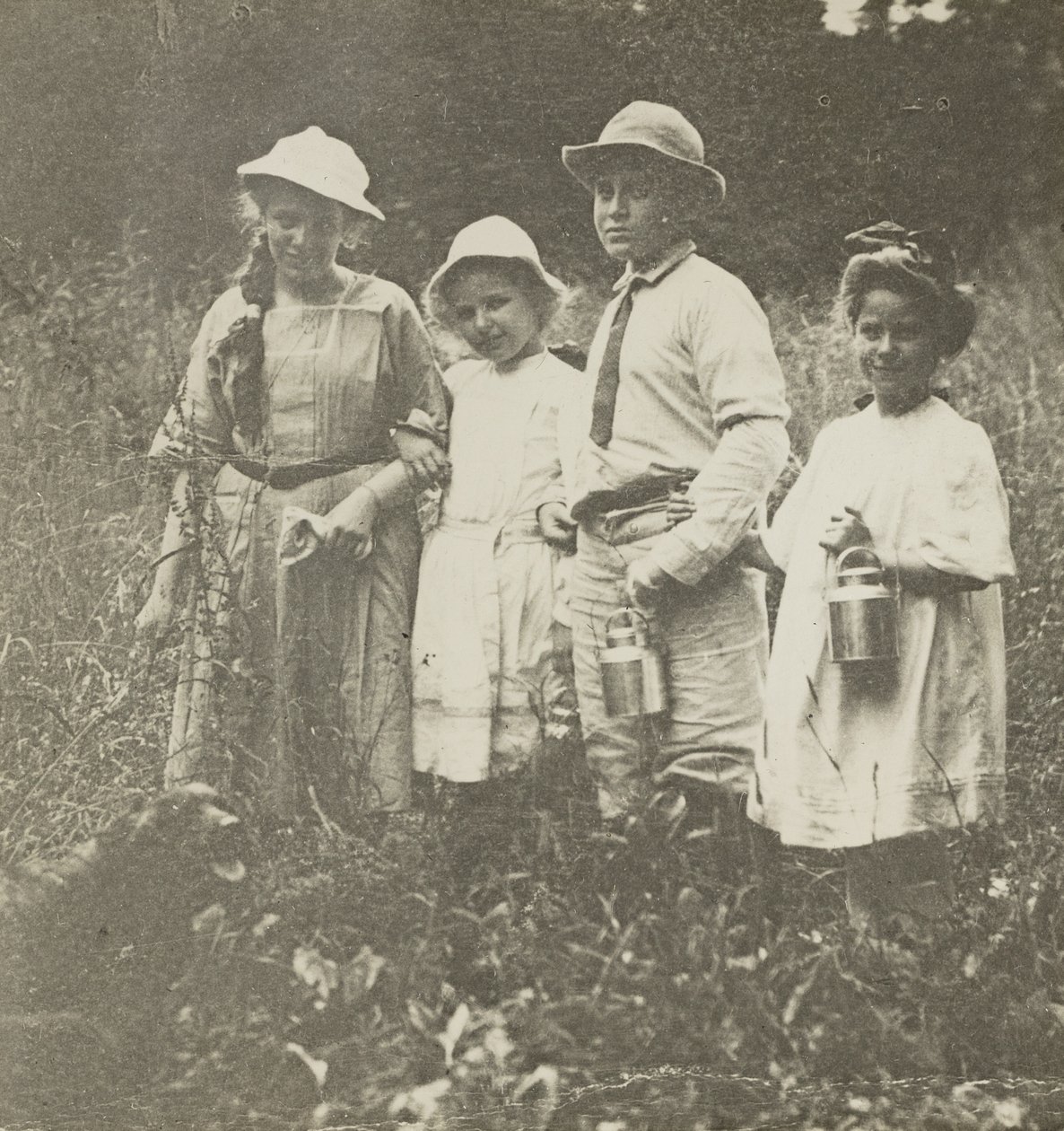 Untitled (Flora, Elizabeth, Howard & Kitty in Lake George Field) by Alfred Stieglitz