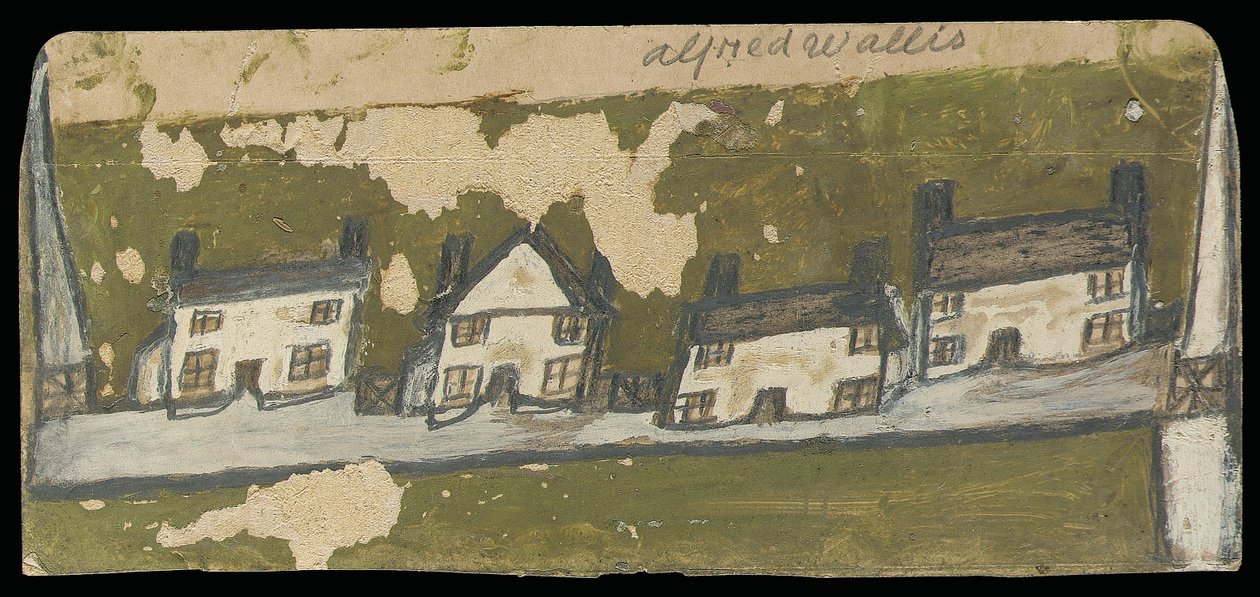 Row of four cottages by Alfred Wallis