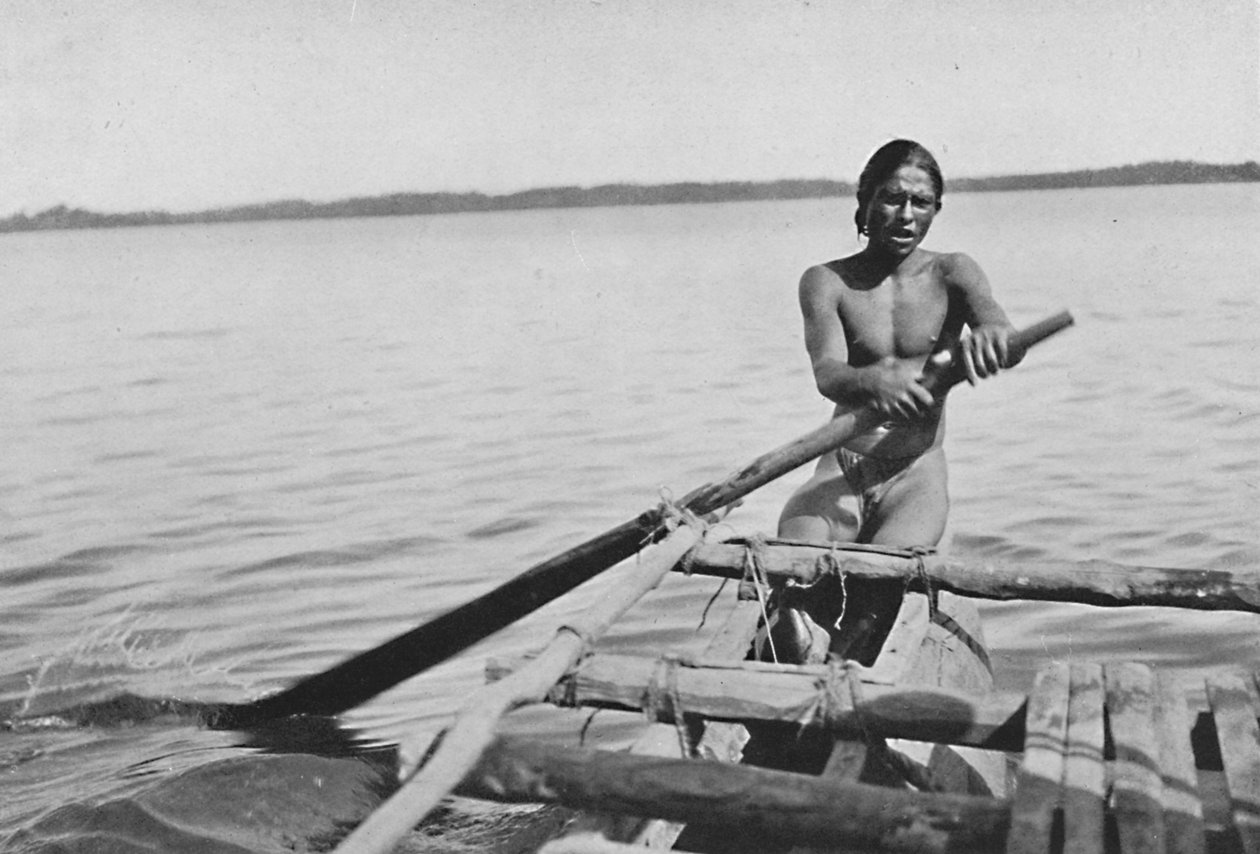 Fisherman on His Canoe by Alfred William Amandus Plate