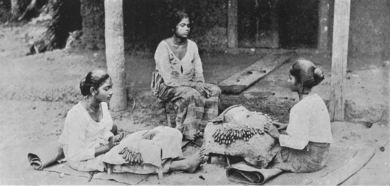 Lace Makers, Ceylon, c1890 by Alfred William Amandus Plate