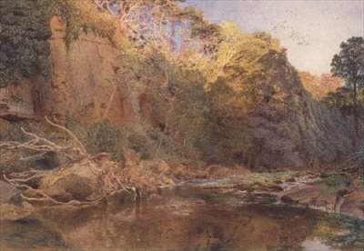 A river landscape by Alfred William Hunt