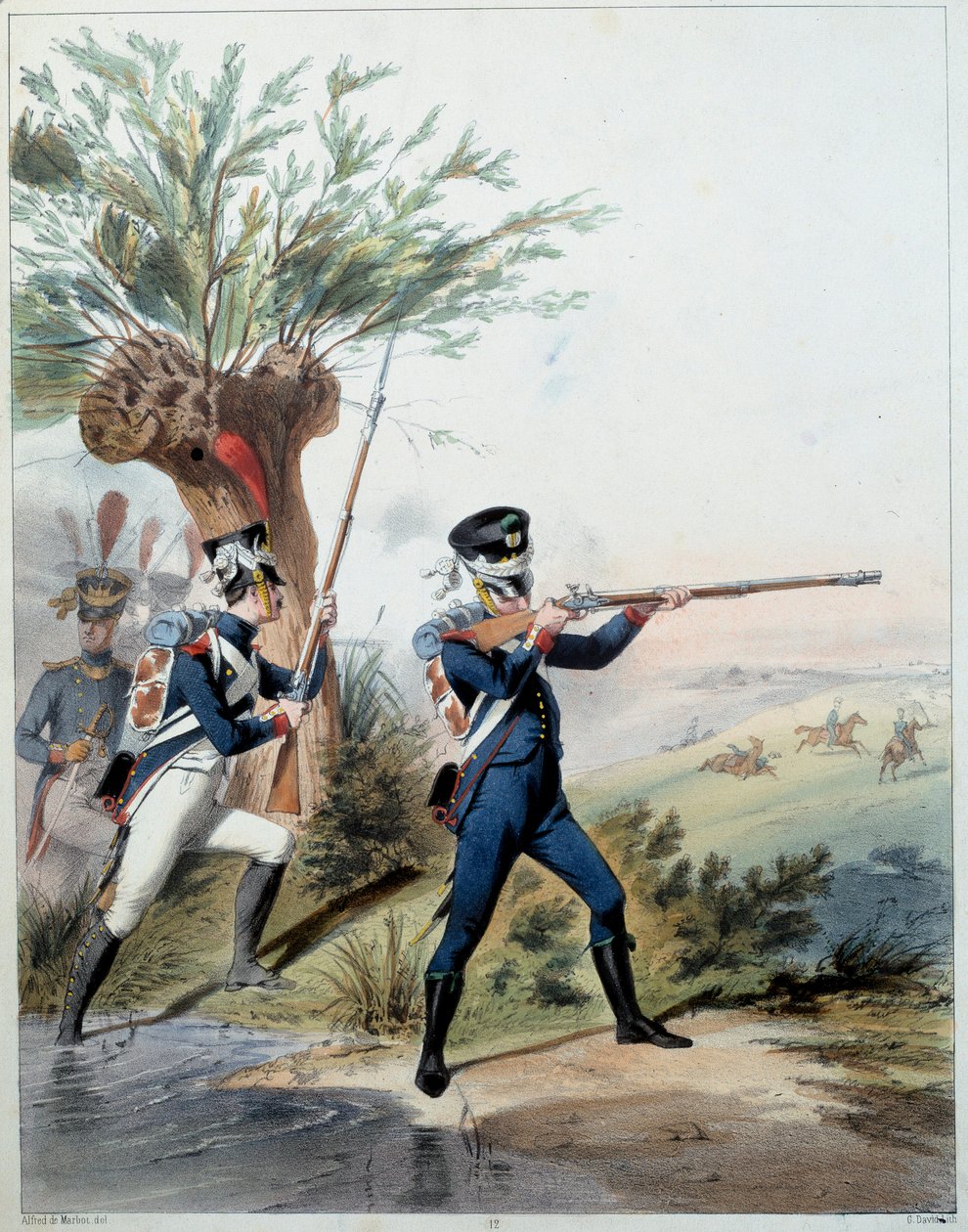 Napoleonic Army: Imperial Guard. Engraving by Alfred De Marbot (19th century) 1809. Malmaison, Musee Du Chateau. by Alfred de (after) Marbot