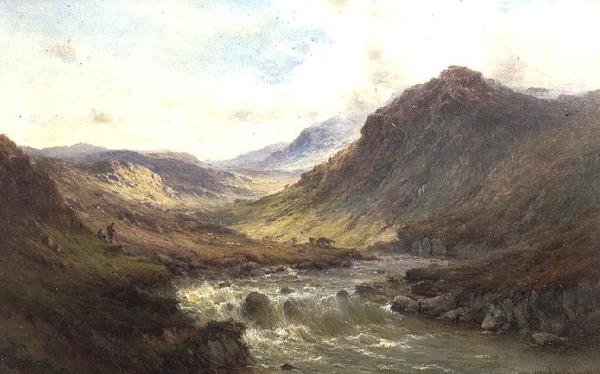 The Falls at Invergarry, Glen Till by Alfred de Breanski