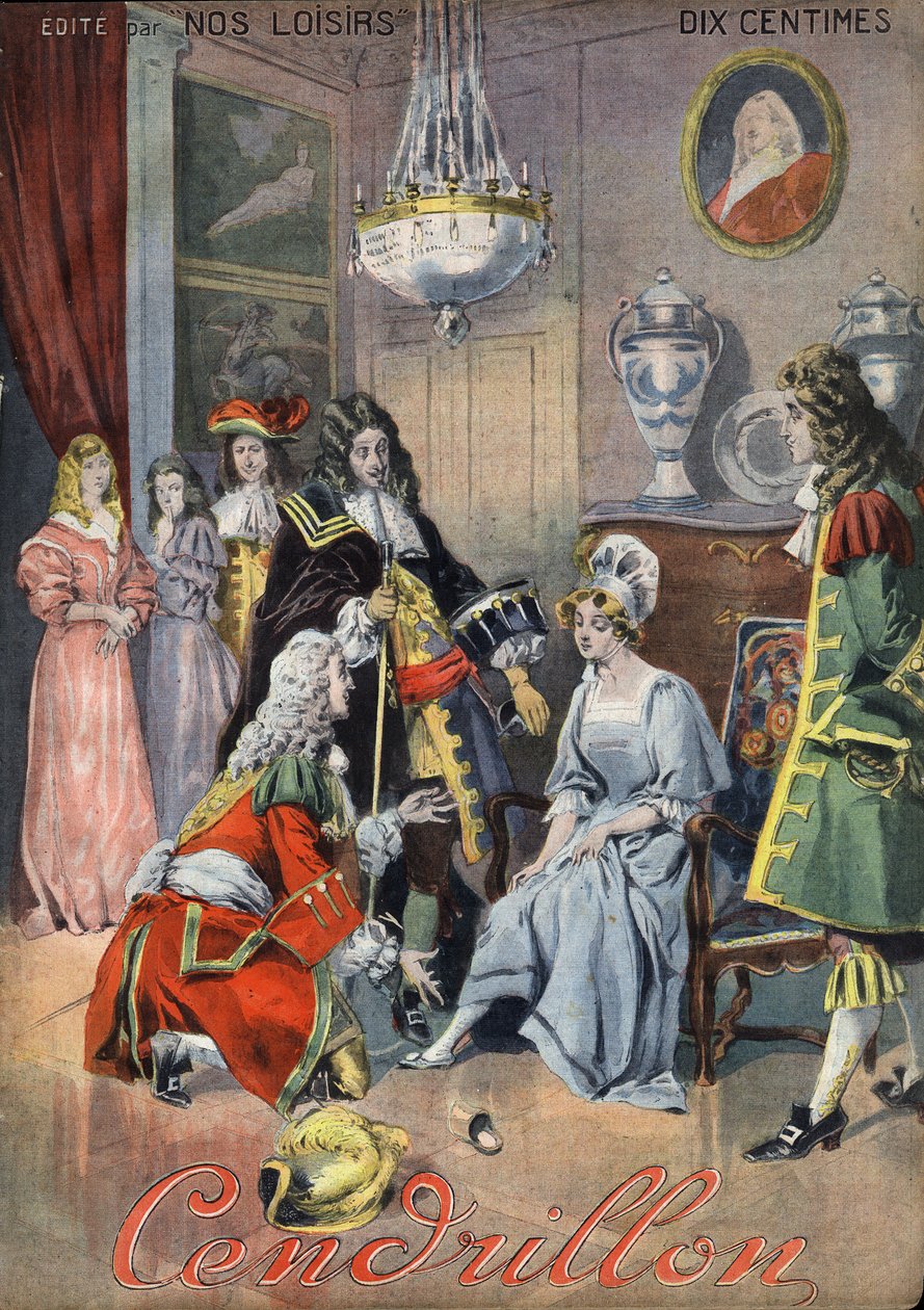Cinderella, folk tale. Illustration by Vaccari and Carrey in 
