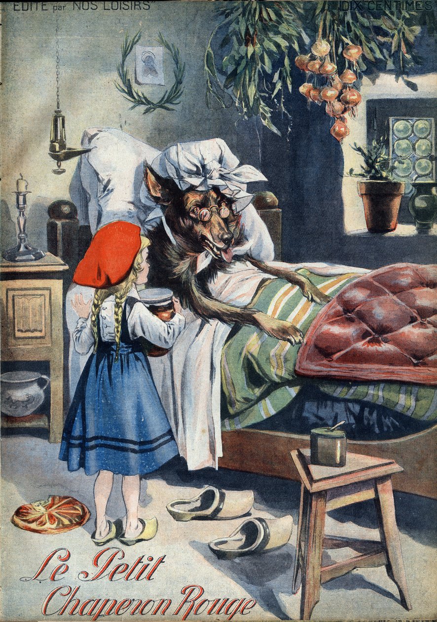 Little Red Riding Hood. Folk tale. Illustration by Vaccari and Carrey in 