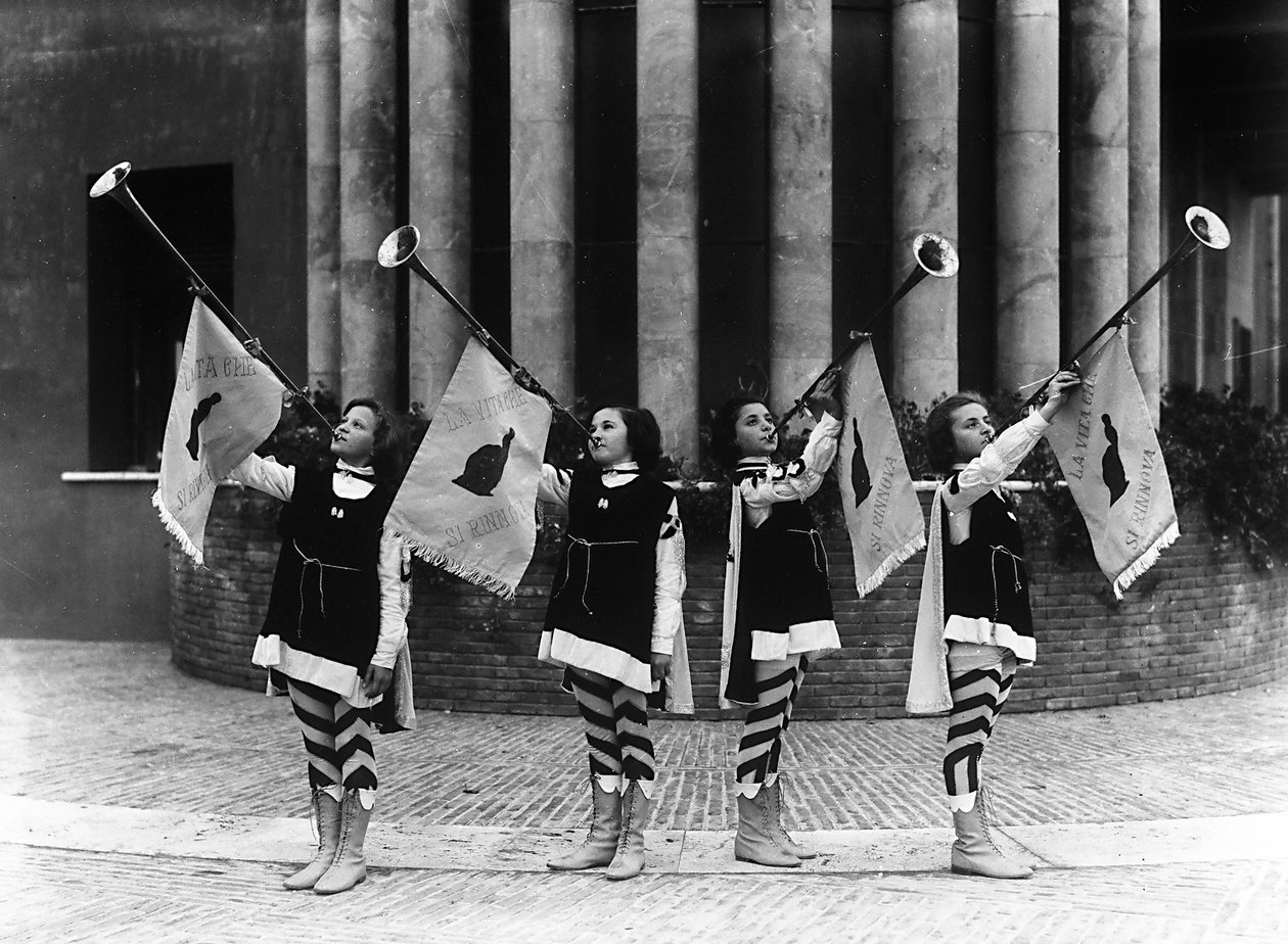 Villa Rosa Maltoni Mussolini: group of young girls dressed as page boys by Fratelli Alinari