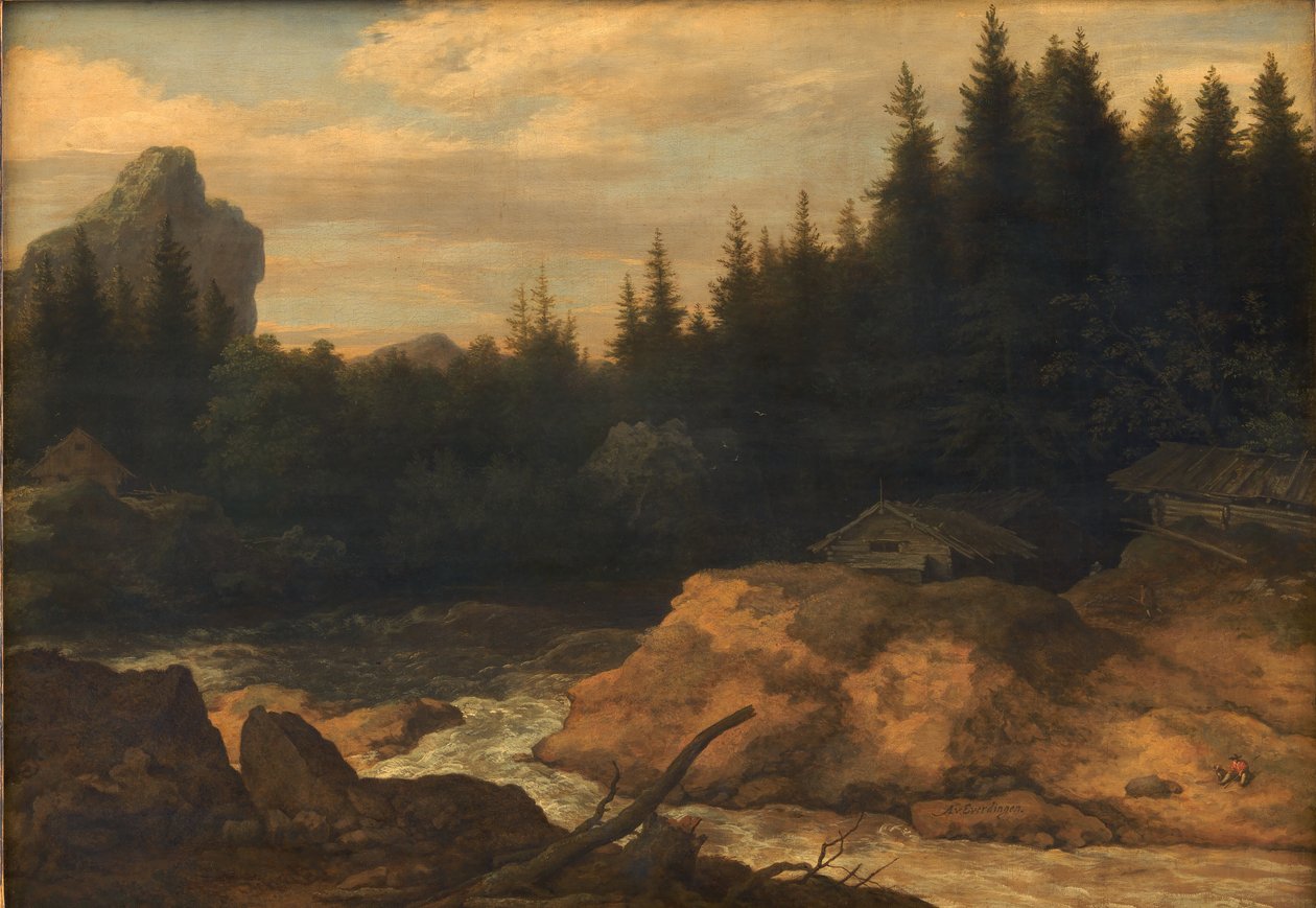 The River in the Pine Forest by Allaert van Everdingen
