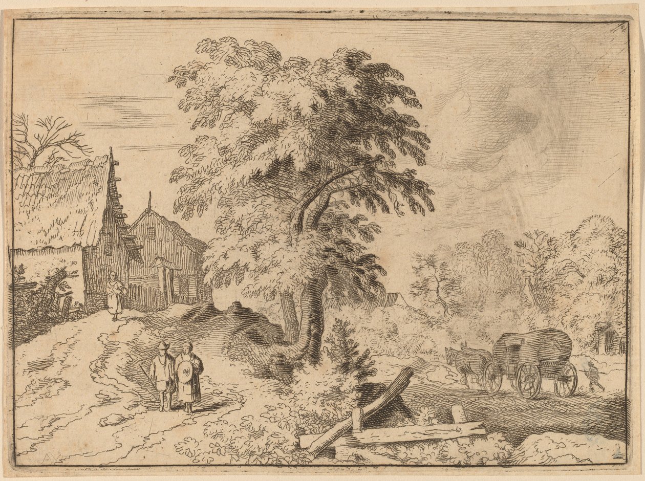 Cart with Two Draft Horses by Allart van Everdingen